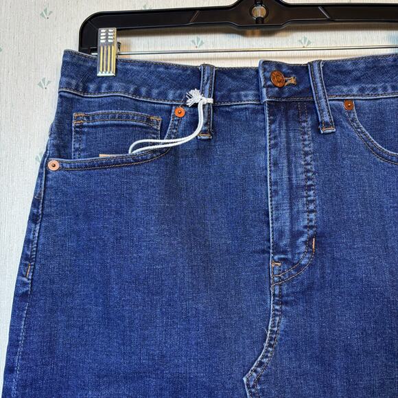 Madewell Stretch Denim Pegged Skirt Size 28 Bellhaven Wash Cutout Raw Hem NWT - Picture 5 of 11